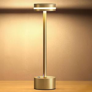 Cordless Table Lamp, Portable Rechargeable Bedside Lamp, Touch Stepless Dimmable Desk Lamp, for Home Bedroom Hotel Restaurant Bar Outdoor, 1 Pack, Gold