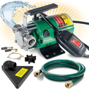SumpMarine Water Transfer Pump, 115V 330 Gallon Per Hour - Portable Electric Utility Pump with ON/OFF Switch and 6' Water Hose Kit - Remove Water From Garden, Hot Tub, Pool, Aquariums