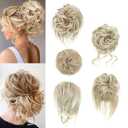 5 PCS Messy Bun Hair Piece for Women Scrunchies Ponytail Extension with Elastic Rubber Band Hair Pieces for Updos Fake Hair Buns Hair Piece Accessories Set for Women, 27/613#