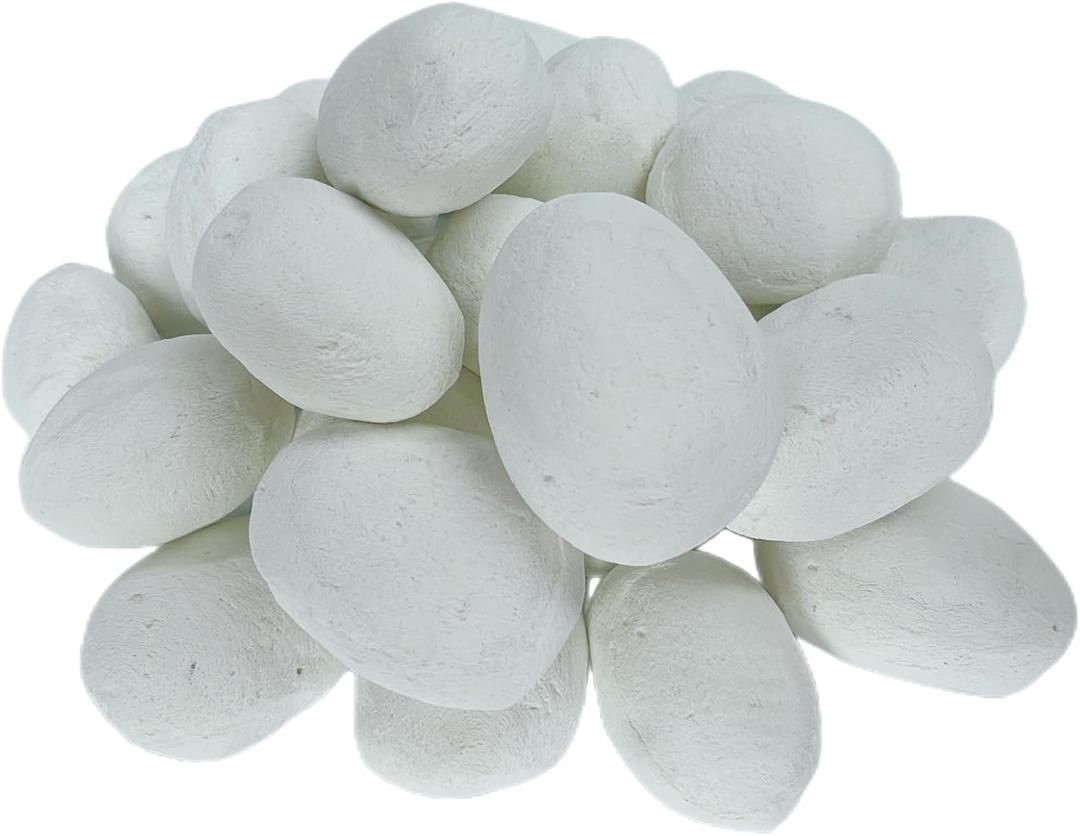Gas Logs Ceramic Pebbles,24PCS White Gas Fireplace Logs,Inside Fireplace Accessories,Ceramic Wood Logs for Gas Logs,Propane Fire Pit