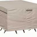 Garden Blasam Patio Table Cover Outdoor Furniture Waterproof 90 Inch Beige | Patio Furniture Covers 600D Heavy Duty,Outdoor Dining Table Cover UV Resistant,Windproof Buckles,Air Vent,Handles,All Weather