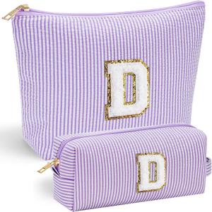 YOOLIFE Travel Makeup Bag Organizer - Small, Initial, Teen Girl Gift for Travel or Birthday 