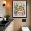 Lion Wall Art Poster Print, Animal Bathtub Pictures Restroom Wall Art Painting for Bathroom Decor Gallery 49 (Lion, 10" L x 8" W, Unframed)