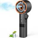 Ausic Portable Handheld Misting Fan, Turbo Fans with Mist, High-Speed, 3 Speeds Personal Small Water Spray Fan, Outdoor Cooling Rechargeable Battery Operated Fans for Kids/Travel/Makeup/Shopping (Black)