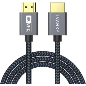 IVANKY 8K HDMI Cable 15 ft, 48Gbps HDMI 2.1 Cable, [8K/60Hz 4K/120Hz, HDR, HDCP 2.3, 3D, eARC], High Speed Braided 8K HDMI Cord Compatible with PS5, PS4, UHD TV and PC (Grey)