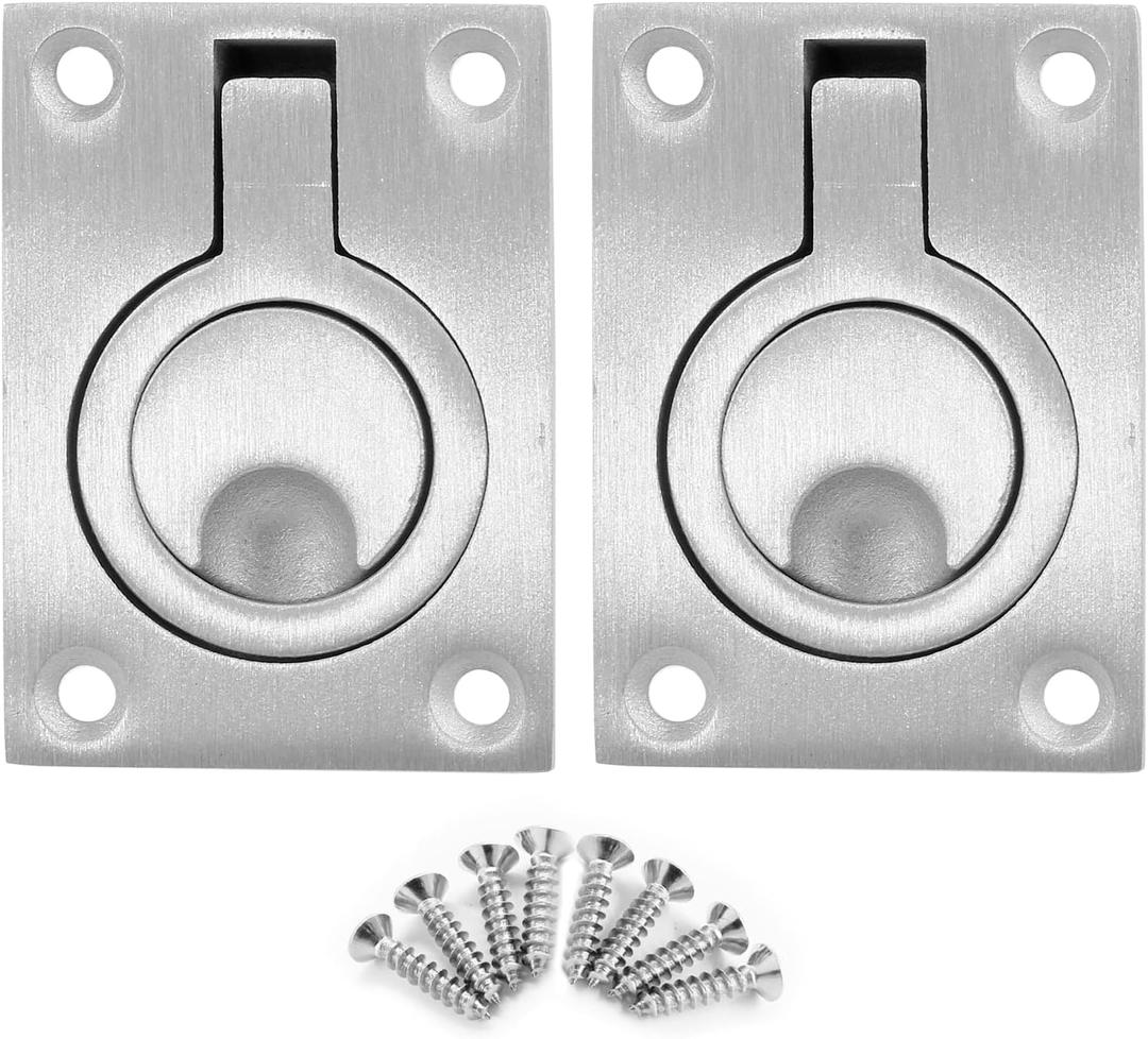 2Pcs Marine Boat Ring Hatch Pull Handle, Flush Mount Cabinet Pulls Recessed Trap Door Handle 316 Stainless Steel Hidden Furniture Pull for Deck Drawer(Small Size)