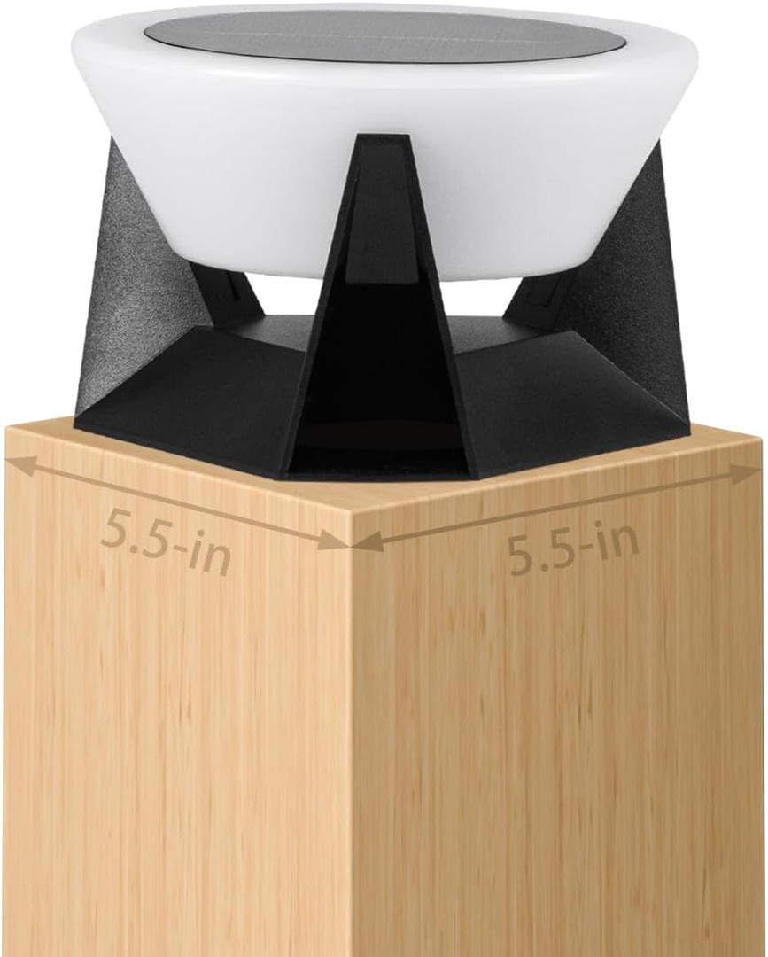 Solar Post Cap Lights, 4.7" Outdoor Solar Lamp 1 Pack, Fence Column Light Waterproof for Outside 5x5 6x6 Vinyl Wood Posts, Deck Garden Patio Yard Table Lantern 3000K Pillar Landscape Lighting