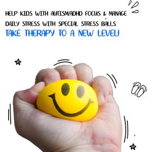 50 Pack 2, 5 inch Smile Face Stress Balls Bulk