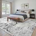 Area Rugs 9x12 Living Room: Large Modern Abstract Washable Rug Soft Indoor Anti Slip Carpet for Under Dining Table Bedroom Nursery Home Office White Grey Black