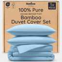 Bambaw 100% Viscose Derived from Bamboo Duvet Cover Queen Size - 3 Pieces Cooling Duvet Cover Set, Soft Duvet Cover Queen Size, Breathable Duvet Cover Set, No Comforter (Dream Blue)