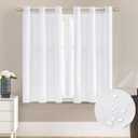 XTMYI White Short Room Darkening Curtains for Bedroom,Thermal Insulated 80% Blackout Light Blocking Grommet Window Curtains for Kitchen Bathroom,46 by 48 Inch Length 2 Panels Set 