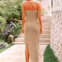 PRETTYGARDEN Womens Spring Cocktail Dresses 2026 Strapless Bodycon Ruffle Elegant Summer Wedding Guest Graduation Midi Dress