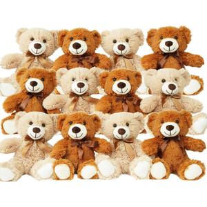 12 Pack Teddy Bears Bulk 13.5 inch Teddy Bear Stuffed Animal Baby Shower Bear Plush Gifts for Christmas Valentine's Day Mother's Day for Kids or Adults (6 Light & 6 Dark Brown)