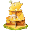 Winnie Themed Cupcake Stand - 3 Tier Winnie Party Dessert Holder Bear Theme Cardboard Cake Stand for Birthday Party Decorations Bear Cupcake Display for Boys Girls Baby Shower Party Supplies