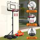 Kids Portable Basketball Hoop, Adjustable Height 38-75in/3.2-6.2FT Tall Toddler Basketball Toy, Fillable Base, Indoor Outdoor Backyard Pool Sport Game Gift for Boy Girl Ages 3 4 5 6 7 8 Years Old