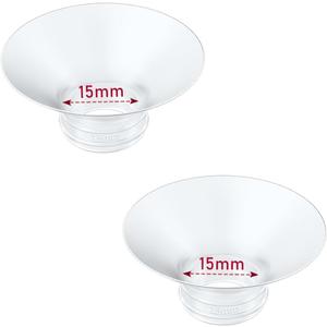 Flange Insert 2PCS 15mm Compatible with Momcozy M9/M6/M5/S12 Pro/V1 Pro/V2 pro, Spectra/Medela/Elvie/NCVI/TSRETE/eufy/Lansinoh/Paruu/MomMed Breast Pump 24mm Shields/Flanges (2pcs-15mm)