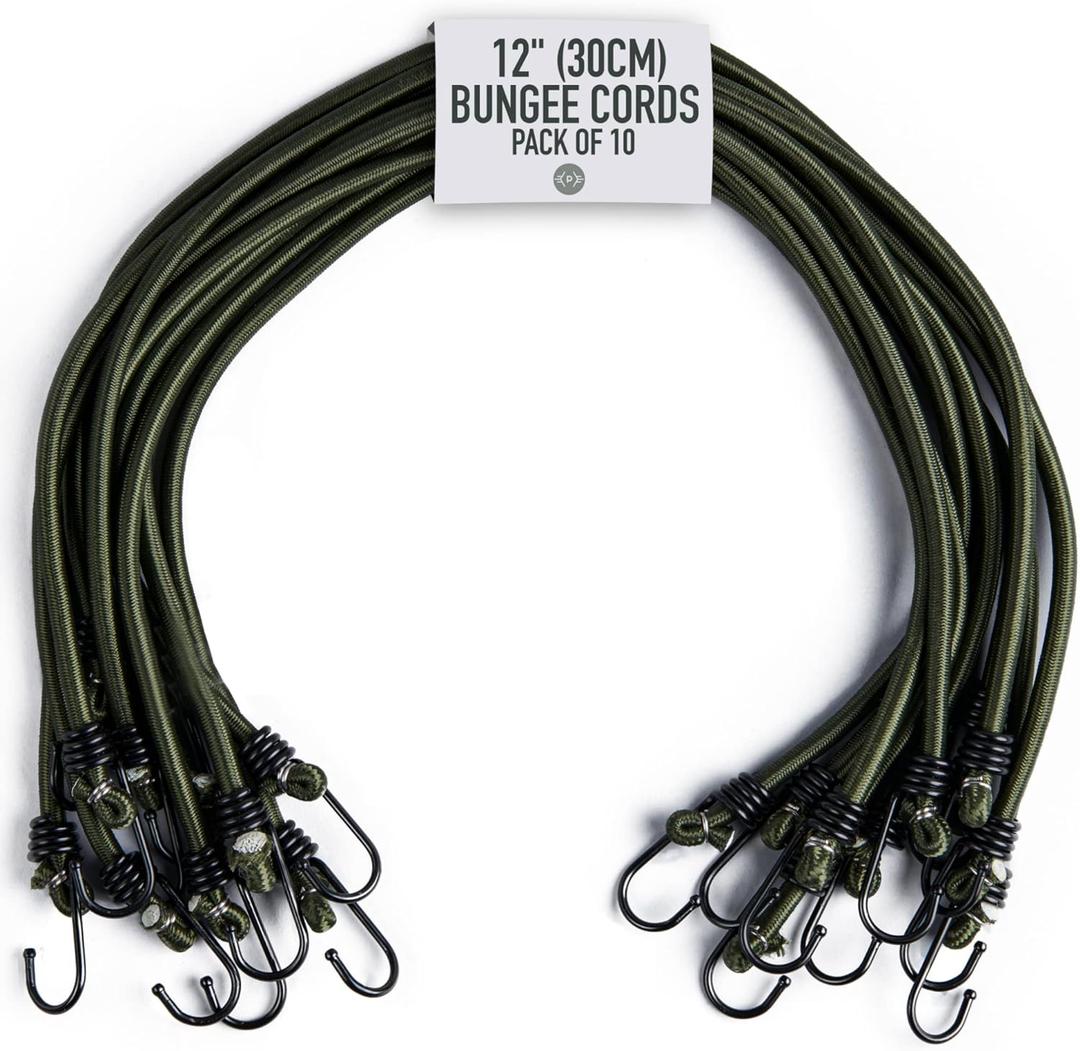 Pluvios - 12" (30CM) Bungee Cords with Hooks Heavy Duty Outdoor - 10 Pack  Choice of Sizes - Multi-Purpose Elastic Bungee Straps for Luggage, Camping - Weatherproof & UV Pluvios - 12" (30CM) Bungee Cords with Hooks Heavy Duty Outdoor - 10 Pack  Choice of Sizes - Multi-Purpose Elastic Bungee Straps for Luggage, Camping - Weatherproof & UV