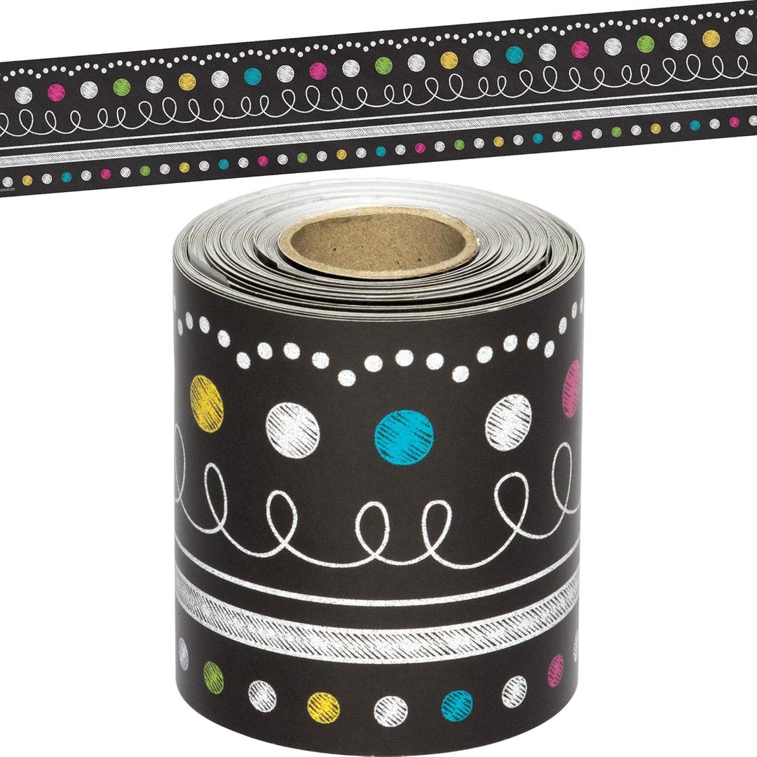 Teacher Created Resources Chalkboard Brights Straight Rolled Border Trim - 50ft - Decorate Bulletin Boards, Walls, Desks, Windows, Doors, Lockers, Schools, Classrooms, Homeschool & Offices