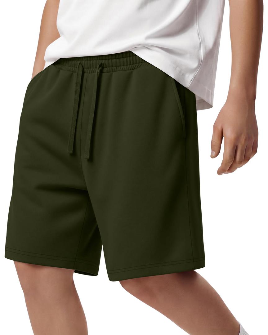YooAurvox Boys Athletic Drawstring Shorts, Army Green, 11-12 Years (Green)