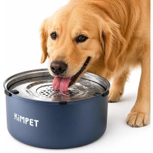 No Spill Dog Water Bowl for Messy Drinkers, 101oz Large Stainless Steel Dog Water Bowl, Floating Slow Drinking Dog Bowl, Splash Proof Dog Bowl with Filter