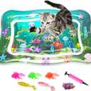 Interactive Cat Toy for indoor Cats, Upgraded Cat Water Mat, 0.7mm Thickened Anti-Scratch Water Sensory Play Mat with Fish, Enrichment Stimulating Toy for Bored Adult Kitten Cats to Exercise, Hunting
