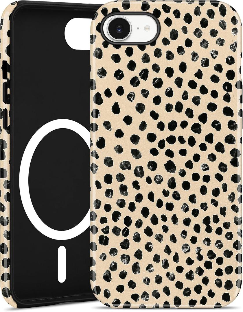 Jusy Compatible with MagSafe Polka Dot Leopard Print Phone Case for iPhone 11, Trendy Luxury Magnetic Soft TPU and Hard PC Protective Phone Cover for Women Girls - Polka Dot