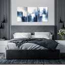 Large Abstract Wall Art Set of 3 Navy Blue Gray & White Picture Prints Modern Minimalist Canvas Paintings for Living Room Bedroom Bathroom Wall Decor Framed-16.00" x 24.00" x 3Pcs