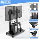 Hellsehen Mobile TV Cart,Rolling TVs Cart on Wheels Height Adjustable Heavy-Duty Floor Stand Base for 42-86 Inch LCD LED OLED Flat Panel Screens Smartboard Movable Holds up to 176lbs with Shelf