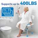 Loyoda Shower Chair for Inside Shower with Removable Back, Adjustable Height, Eligible Bathroom Stool Supprts up to 400lbs