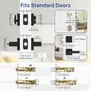 Matte Black Door Locks for Front Door, Exterior Door Lock Set with Single Cylinder Deadbolt Lock, Flat Square Door Handle for Front Door, 4 Pack (All Same Keyed Alike)