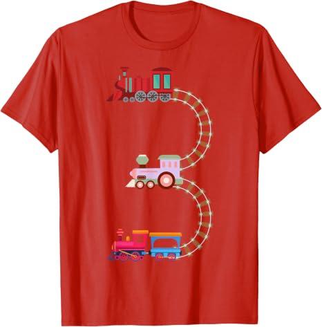 3rd Birthday Train Railroad Themed Fun 3 Years Old Boy Train T-Shirt (Red, 3T)