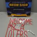 Welcome Pizza Lovers Neon Light, Red Dimmable LED Personalized Pizza Lovers Neon Sign, Family Restaurant Entertainment Room Food Theme Party Wall Neon Sign Decor Holiday Gift For Pizza Lovers, Children, Family (12.9*12.5in)