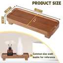 Wood Riser Small Decorative Tray Sink Soap Dish, Vanity Tray Pedestal Stand 8.7 x 3.6 inches (Light Brown)