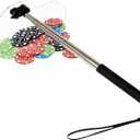 WodGod Adjustable Length Casino Grade Metal Chip Rake, Telescopic Handle Roulette Rake, Chips Stick for Blackjack, Texas Hold'em, Poker Rake (Origin Transparent)