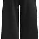 Girls Wide Straight Leg Loose Sweatpants Elastic Waist Drawstring Jogger Pants Black 11-12Y (Black)