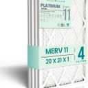 Accumulair Platinum 20x21x1 MERV 11 HVAC Air Filter (4-Pack) | Replacement Air Filter for AC and Furnace | Made in USA | Actual Size 19.75 x 20.75 x 0.75