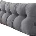 SAMTY Triangular Wedge Pillow headboard Queen Size for Couch Large headboard Pillow with Removable Cover Back Rest Pillows for Sitting up in Bed (Dark Gray)