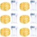 6 Pack Fairy Lights Battery Operated with Timer Silver Wire Mini 13FT 40LED Waterproof Cuttable Twinkle Christmas String Lights for Home Bedroom Wedding DIY Centerpiece Birthday (Warm White)