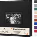 Popotop Photo Album 4x6 500 Pockets with Leather Hardcover Cover, Large Photo Album Binder Book with 50Pcs Pages for Family Travel Wedding Baby Gifts (Black)