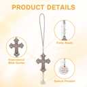 2 x Cross Car Mirror Hanging Christian Gifts for Men Women, Metal Daily Bible Verse Car Rearview Decor Accessories, Christ Ornament Religious Gift for Truck Driver