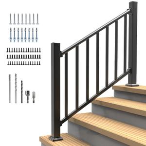 Akenow Modular Stair Railing Kit, 36 in x 4 ft, 2 Post, 1 Panel