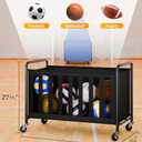StorageWorks Ball Storage with Wheels, Ball Cart for Garage, Garage Sports Equipment Organizer with Hooks, Balls Organizer for Basketball, Football, Volleyball, Ball Storage(360L)