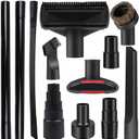 12PCS Universal Vacuum Attachment Kit Wet Dry Plastic Vacuum Hose Adapter 1-1/4" Vacuum Cleaners Accessories with Horse Hair Brush Extension Wand Flexible Crevice Tool Adapter for Shop Vac Accessories