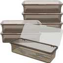 6 Pcs Flatware Tray with Lid Large Plastic Drainer Silverware Utensil Clear Drawer Organizer Cutlery Storage Container Box Dinnerware Holder with Cover for Home Kitchen Travel