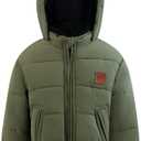 LONDON FOG Boys' Heavyweight Stylish Winter Puffer Jacket, OLIVE, L/14-16