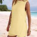 NENONA Women's Summer Sleeveless Sweater Lounge Sets Casual Loose Fit Tunic Tops and Shorts 2 Piece Beach Vacation Outfits (Yellow, M)
