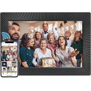 TMC 10.1 Inch WiFi Digital Picture Frame with HD IPS Touch Screen, 1280x800 Resolution, Stores 30,000 Photos, No Monthly Fees  Wireless Smart Photo Frame with Free App for iPhone & Android (10.1-B-Diagonal Stripes)