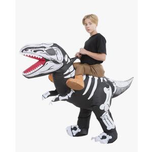 Inflatable Skeleton Dinosaur Costume Kids Boys Girls, Inflatable Blow Up Costume Riding Trex Dinosaur Costume Child, Inflatable Ride On Dinosaur Halloween Costume Children