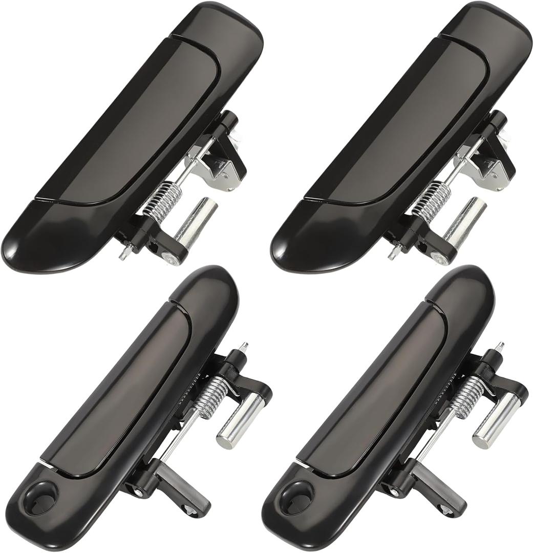 Set of 4 Exterior Door Handles for Honda Civic 2001-2005,Front Rear Driver & Passenger Side Replaces 72140S5DA02, 72180S5DA02, 72640S5DA01, 72680S5DA0, Smooth Black