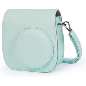Phetium Instant mini 12 Camera Protective Case Compatible with Instax Mini 12 11,PU Leather Bag with Pocket and Adjustable Shoulder Strap (Mint Green)